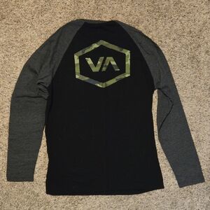 RVCA Black and Gray Long Sleeve Tee